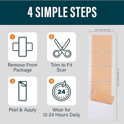 NUVADERMIS Silicone Scar Sheets ? Extra Long Medical-Grade Scar Sheets for C-Section, Tummy Tuck, Keloid, and Surgical Scars ? Reusable and Effective ? 2 Packs of 4-8 Total Sheets