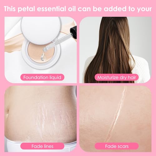 AUSLKA Facial Rose Oil Moisturizing without Greasiness, Natural Rose Essential Oil with Petal Fragrance for Face Body Hand Contains Vitamin E Anti Ageing & Anti Wrinkle for Skin Care, 1 FL.OZ (30ml)