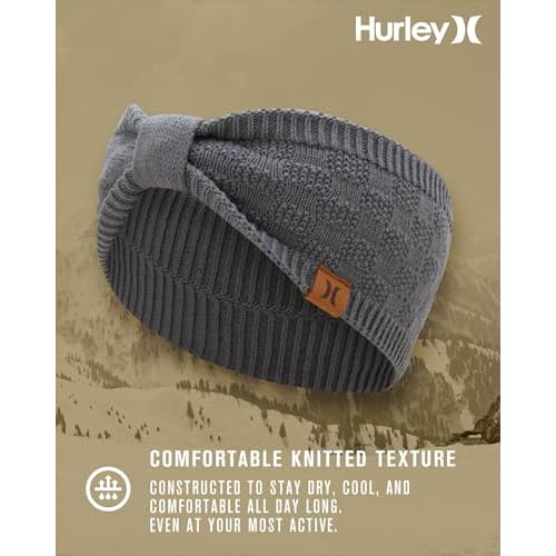 Hurley Women's Topanga Headband - One Sized Soft Novelty Knit Headbands for Women - Cute Hair Band and Womens Accessories, Charcoal Heather