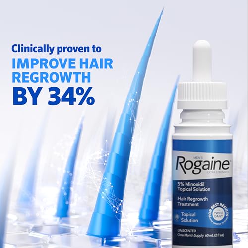 Men¡¯s Rogaine Extra Strength 5% Minoxidil, Topical Solution for Thinning & Hair Loss, Clinically Proven FDA Approved Minoxidil for Men Treatment, Regrow Fuller Hair, 3 Month Supply, 3 Bottles
