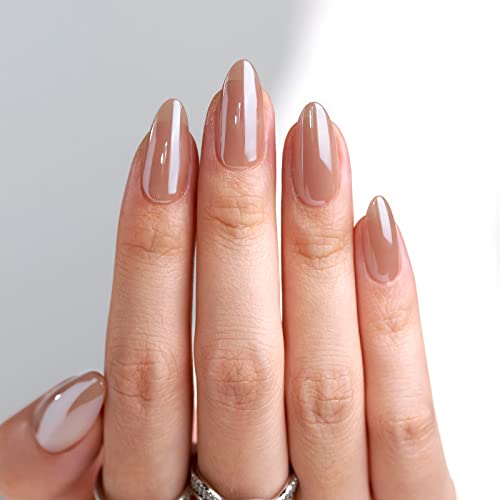 Press On Nails Medium - BTArtbox Soft Gel Press On Nails, Chrome Fake Nails with Nail Glue, Glazed Donut & Chocolate Glazed