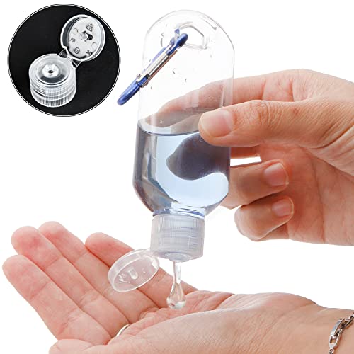 Kingrol 50 Plastic Travel Squeeze Bottles with Keychains, 2 oz Empty Hand Sanitizer Bottles, Portable Liquid Squeeze Containers for Toiletries, Cosmetics - Leak Proof, Refillable