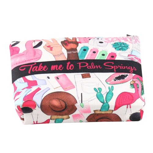 WZMPA Palm Springs Travel Cosmetic Bag Palm Springs Vacation Gifts Take Me To Palm Springs Palm Zipper Pouch Bag Palm Springs Merchandise (To Palm Springs)