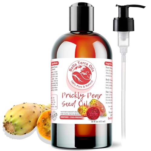 Bella Terra Oils - Prickly Pear Oil 16oz - Delve into the Cactus Oil Charm, Steeped in Calcium & Potassium, A Rare Gem for Timeless Beauty