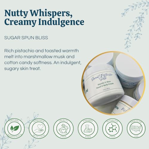 Sweet Pistachio Silk Body Cream with Marula Oil & Shea Butter | Gourmand Pistachio, Cotton Candy & Vanilla Scent | Deeply Hydrating Moisturizer for Dry, Sensitive Skin