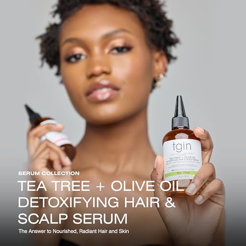 tgin Tea Tree + Olive Oil Detoxifying Dry Itchy Hair And Scalp Serum - Natural Hair - Scalp Oil - 4 Oz
