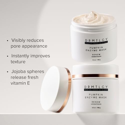 DRMTLGY Pumpkin Enzyme Face Mask with Jojoba Beads. Gentle Exfoliating Pumpkin Facial Mask for Dullness, Uneven Skin Tone, Fine Lines and Wrinkles. 5.5 oz