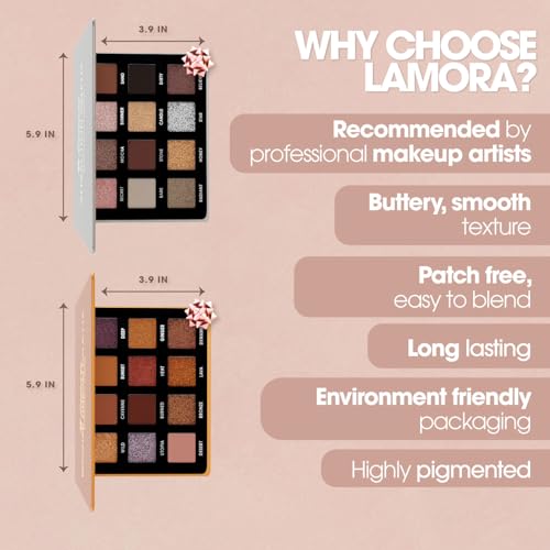 Lamora Nude Eyeshadow Palettes (Attraction + Bronze Gold)