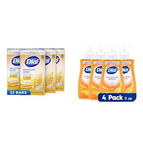 Dial Antibacterial Bar Soap 32 Pack, Gold, 4 oz & Liquid Hand Soap 4 Pack, Gold, 11 fl oz
