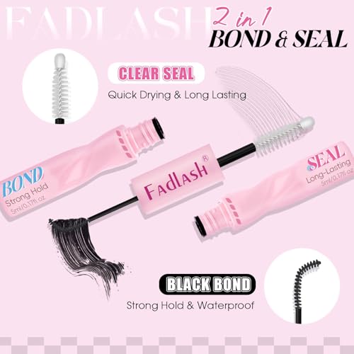 FADLASH Lash Extension Kit Fluffy Lash Clusters 0.07 D Curl Mixed Tray Wispy Eyelash Clusters with Lash Bond and Seal Lash Tweezer Diy Lash Clusters Kit for Beginners at Home(C3-0.07D, 8-16mm Kit)