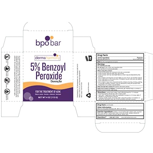 Dermaharmony 5% Benzoyl Peroxide Cleansing Bar for acne (4 oz) (Pack of 2)