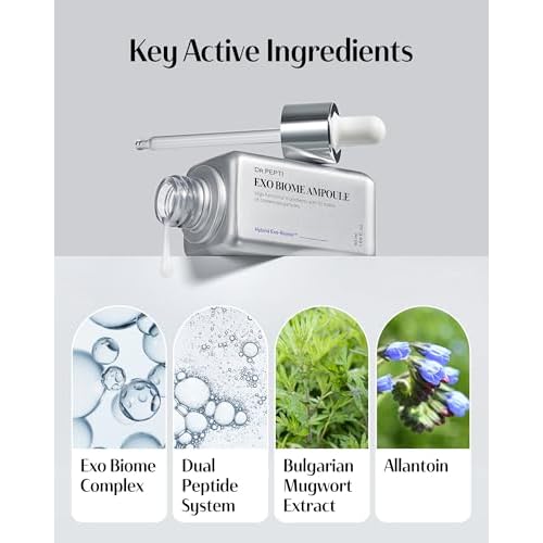 DR.PEPTI Exo Biome Ampoule - Korean Face Serum with Microbiome Fermented Galactomyces Lactobacillus Peptides Niacinamide Firming Elastic Thread Formula for Dull Aging Skin, 1.69 fl.oz.