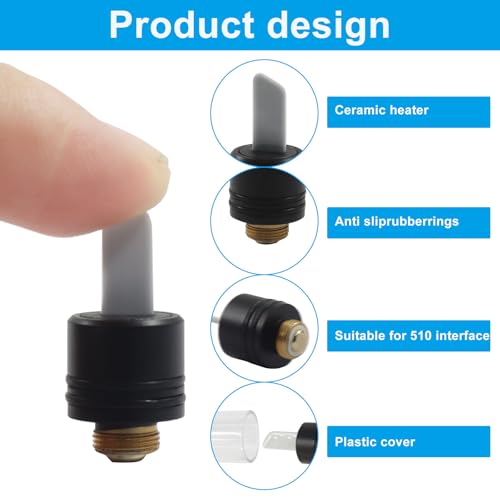 Ceramic Heating Head Tip, 3 Second Fast Heat Multi-Tool for Slicing Wax, Viscous Oil & Candles (black)