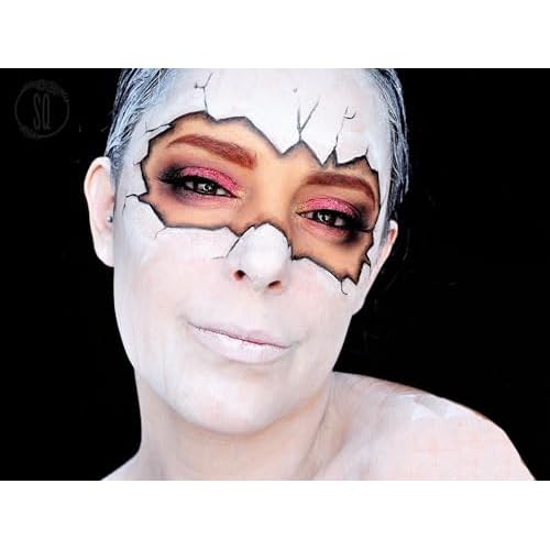 CCbeauty Clown White Liquid Makeup Foundation, White Face Painting Kit, Flawless & Full Coverage Demi Matte Finish, Professional Body Paint For Halloween Party, Skeleton, Joker, Mime, Goth Makeup