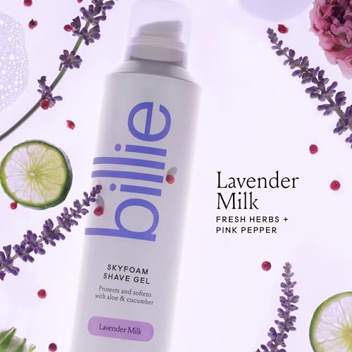 Billie SkyFoam Shave Gel - Lavender Milk Scent - Water-activated Foam - Made With Aloe & Cucumber - For A Close, Smooth Shave - 6.7 fl oz, 3-pack