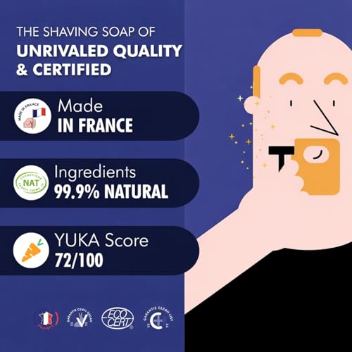 Better Shave Shaving Soap Puck | Vegan Luxury Dense, Rich & Creamy Lather Smooth Glide Traditional Wet Shave Cream Soap with Dense Lather, Grooming Routine Gifts Made in France 150ml
