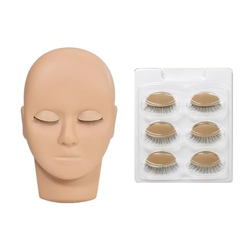 Lash Mannequin Head, Eyelash Extension Mannequin Head with Replaceable Eyelids, Premium Silicone Material, Skin Color