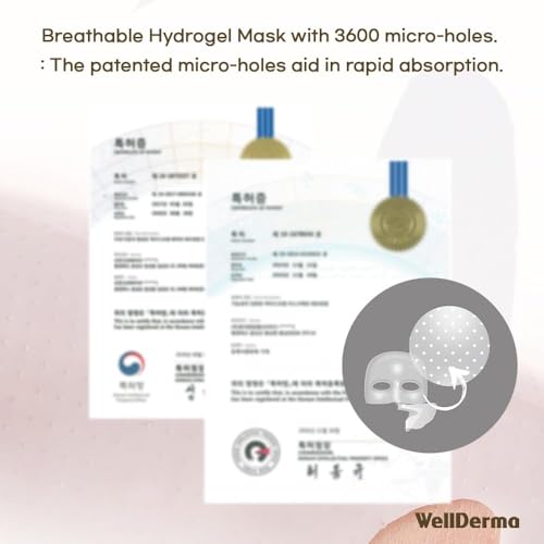 WELLDERMA Sapphire Collagen Impact Hydrogel Fitting Mask, 25g x 4 Sheets ? Hydrating & Firming Micro-Hole Sheet Mask with Collagen Water 850,294ppm, Niacinamide & Peptides