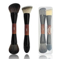Double Ended Foundation Brush & Blending Brush for Makeup, Soft, Dense Bristles for Sensitive Skin, Duo Blush Brush for Liquid, Powder, Cream, Blending, Buffing?Travel-Friendly, Kabuki Makeup Brushes