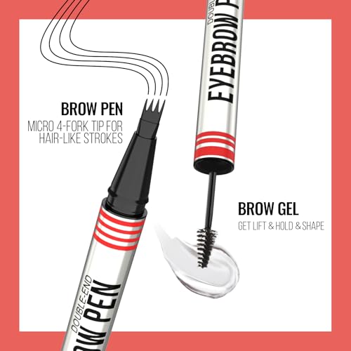 Vevivia 2-in-1 Dual-Ended Eyebrow Pencil & Gel - Magical Micro-4 Tip Applicator, Clear Brow Gel, Fuller Eyebrows, Stay On All Day, Dark Brown