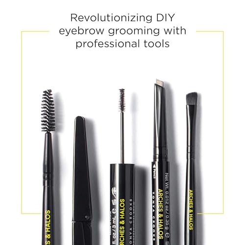 Arches and Halos 2 in 1 Defining Eyebrow Pencil and Powder - Brow Powder with Spoolie Brush - Shape and Fill for Natural Look - Charcoal - 0.017 oz