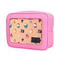 Impressions Vanity Hello Kitty and Friends Core Cosmetic Pouch for Women, Core Print Artwork Travel Makeup Bag Organizer with Inner Pocket, Metal Zipper Opening Faux Leather Handheld Purse (Pink)