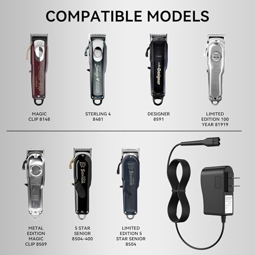 4V Charger Fit for Wahl 5-Star Magic Clip Cordless Hair Clipper 8148, 5-Star 8164 Shaver, Senior Hair Clipper 8504, 8591 Electric Cordless Clipper Trimmer, 1919 100 Year Clipper