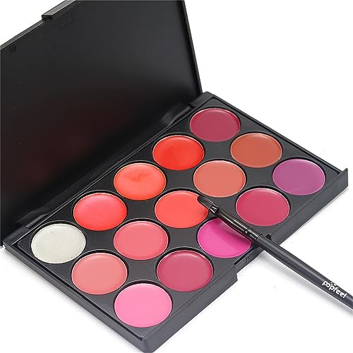 Pure Vie¢ç Professional Matte 15 Colors Non-Sticky Lip Gloss Palette Lipgloss Makeup Kit Cosmetic Contouring Palette