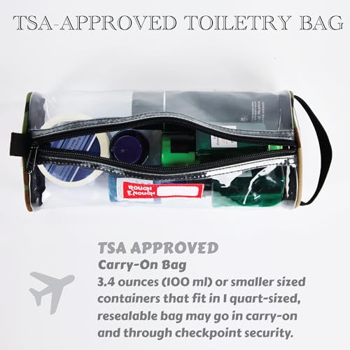 Rough Enough Clear Travel Toiletry Bag for Women Leakproof Cosmetic Makeup Organizer for Toiletries Traveling Essentials