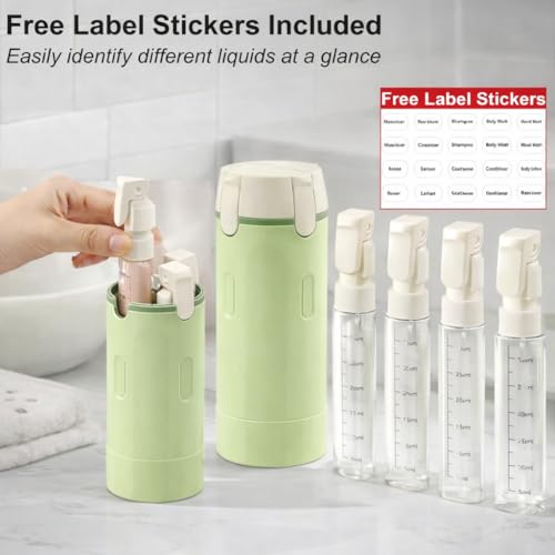 4-in-1 Travel Bottles for Toiletries, Travel Pump Bottle£¬Leak-Proof Shampoo Conditioner Lotion Dispenser with Pump, Compact No-Spill Toiletry Containers for Travel & Business Trips (Green)