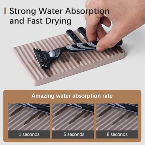 Diatomite Razor Holder for Shower,Water Absorption Fast Drying Natural Diatomite Tray for Razor Soap Shaving Cream Foam Bottle Face Wash (Light grey)