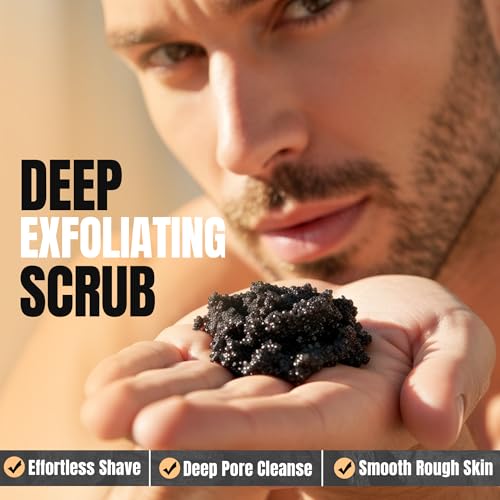 Men¡¯s Charcoal Exfoliating Face Scrub ? Gritty Facial Cleanser With Pumice & Sugar - For Blackheads, Oil Control, Acne, Rough Skin, Clogged Pores & Post-Shave Bumps