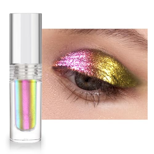 Multichrome Liquid Eyeshadow with Chameleon Shift, Metallic Holographic Glitter, Long Lasting Waterproof for Party Makeup (02)