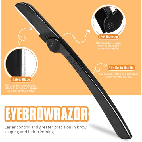 Yougai Tweezers Set,9 Pcs Professional Stainless Steel Tweezer Kit-Great Precision Eyebrow Tweezers for Ingrown Facial Hair with Leather Travel Case as Stocking Stuffing Gifts