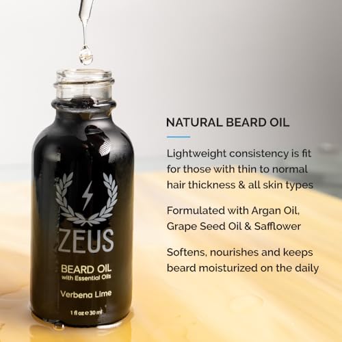 ZEUS Starter Beard Wash & Beard Oil Kit for Men, Softens, Hydrates & Moisturizes Facial Hair, Promotes Healthy Growth & Shine (Made In USA) Vanilla Rum
