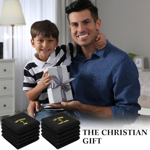 10 Pcs Christian Gifts for Men Women Cotton Wash Cloths 12 Inch Hand Towels Bible Verse Appreciation Gifts for Pastor Church Member Employee Coworker Party Favors Supplies(Black)