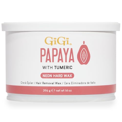 Gigi Neon Hard Wax ? Papaya, Stripless Wax for Hair Removal, Ideal for Sensitive Skin, 14 Oz