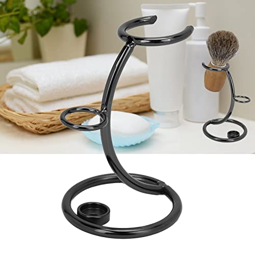 Safety Razor Stand, Stainless Steel Brush Shaving Holder Storage Shave Organizer Extra Stability Non slip Base Modern Fast Drying Accessory for Man Women Shower Room Bathroom Countertops Tool(Black)