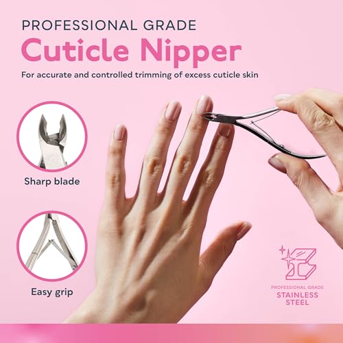 SUNUV UV LED Nail Lamp with 4PCS Cuticle Nippers, Cuticle Pusher with Nail File and Buffer Set, Professional Stainless Steel Durable Pedicure Manicure Nail Care Tools