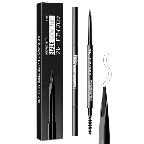 Browcharm Microblading Eyebrow Pencil for Women,0.1mm Ultra-Fine Mechanical Pencil,Draws Tiny Brow Hairs and Fills in Sparse Areas and Gaps,Makeup Brow Definer Waterproof (mini 01 Black)