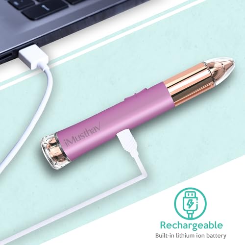 2 in 1 Eyebrow and Facial Hair Remover for Women Painless Flawless Electric Razor Epilator Trimmer Shaver with 18K Gold-Plated, USB Rechargeable, 360¡Æ LED for Eyebrow and Face Hair Removal