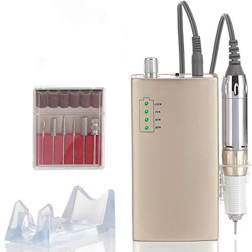 Miss Sweet Portable Nail Drill Machine Rechargeable Electric Nail File for Acrylic (Sweet Gold)