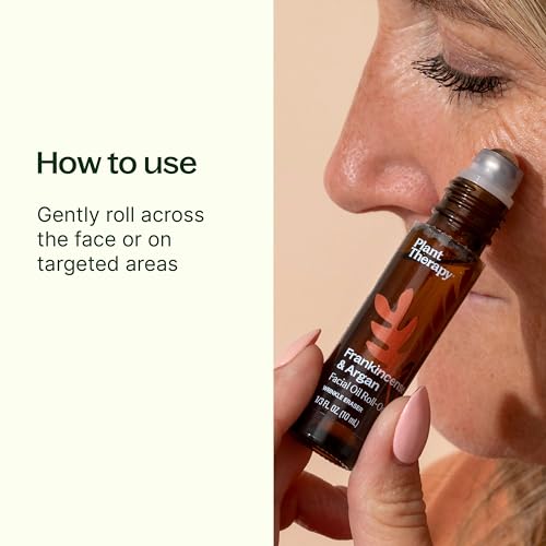 Plant Therapy Frankincense & Argan Facial Serum Roll-On, 10 mL (1/3 oz), Made with Frankincense Essential Oil & Argan Oil, Smoothes Wrinkles & Improves Skin Elasticity, Anti-Aging for Face & Skin