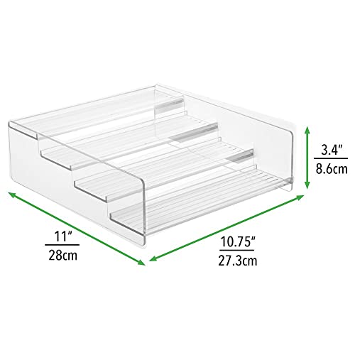 mDesign Plastic Bathroom Storage Organizer Shelf for Cabinet, Vanity, Countertop - Holds Vitamins, Supplements, Medicine Bottles, Nail Polish, Makeup - 4 Levels - Ligne Collection, Clear