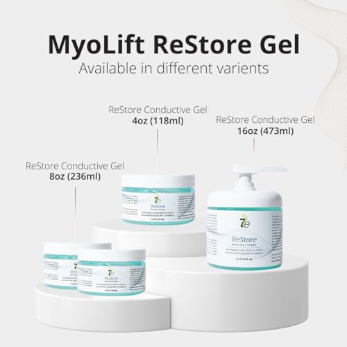 myolift 7E Wellness ReStore Conductive Microcurrent Gel with Bio-Active Complex - 4oz - Facial Skin Care with Green Tea Extract, Hyaluronic Acid & Collagen Peptides - Anti-Aging & Skin Tightening