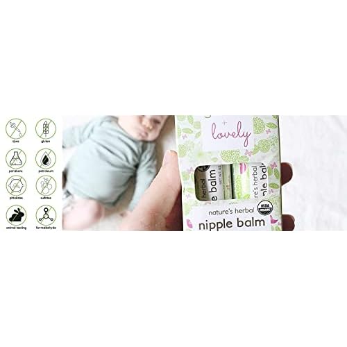 Green+Lovely Nipple Balm Organic Nature's Herbal Breastfeeding Cracked Nipples Soother Nursing Crack Ointment Essential Stick, Silky Calendula Infused, Pregnancy Essential, 2 x 0.5 oz Gift Set