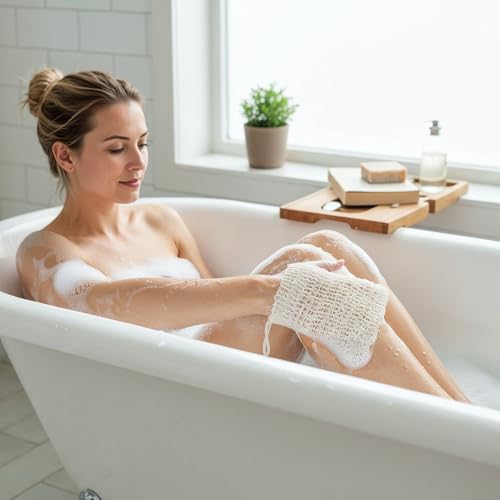 SHENLIU 50 Pack Soap Bags with Drawstring, Mesh Exfoliating Soap Saver Bag Sisal Soaps Pouch Bar Foaming and Drying Exfoliating Net for Bath Shower Massaging Scrubbing (5.3 ¡¿ 3.7inch)