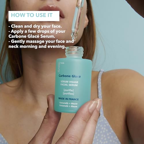 RARE Paris - Carbone Glac? - Purifying Carbon Black Facial Serum - Cleanses & Tightens - With Hamamelis & Mallow - Purifying, Firming & Revitalizing - Multi-Active Serum Formula - 1oz