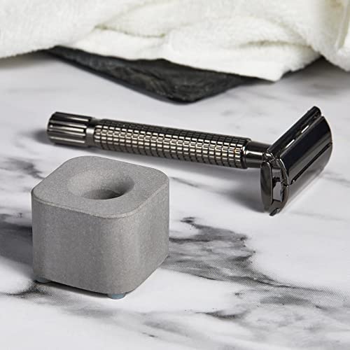 TTO Double Edge Safety Razor Long Handle with Razor Stand and 10 Blades + Mini Cleaning Brush Manual Wet Shaving Gift Set
