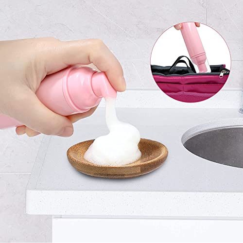 50 pcs 2oz/60ml Foam Pump Bottle Lash Shampoo Bottles Travel Foam Pump Bottle Empty Pink Plastic Refillable Mini Soap Dispenser for Hand Sanitizer Liquid (Pink)